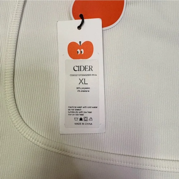 Cider Women’s XL White Thong Bodysuit NWT Ribbed Snap Crotch Summer Sexy - Picture 4 of 9